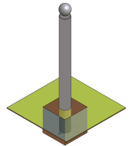 Potelet BOULE fixe Ø114,3mm, hauteur totale 1130mm