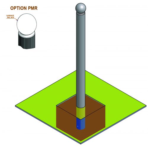 Potelet BOULE fixe Ø76,10mm hauteur totale 1500mm