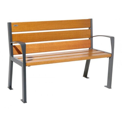 Banc public SILAOS en bois, 1200mm, avec accoudoirs