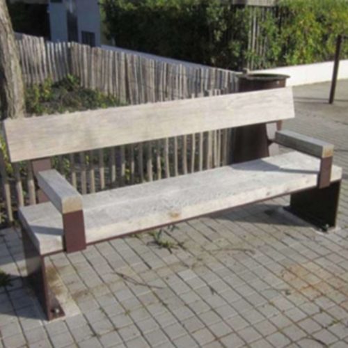 Banc public DROIT en chêne, 2000mm