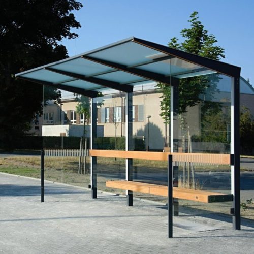 Abris bus SITEO ZPS312 - Toit et parois en verre, 4200mm