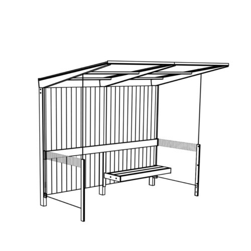 Abris bus SITEO ZPS232 - Toit et parois en verre, parois fond en bois