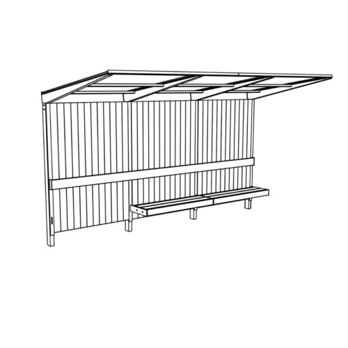 Abris bus SITEO ZPS331 - Toit en verre, parois fond en bois, 4200mm