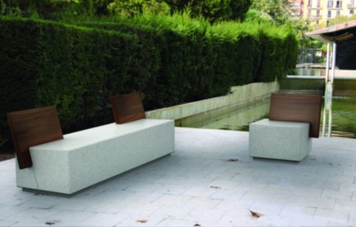 Banc public GEOMETRICO en béton hydrofugé