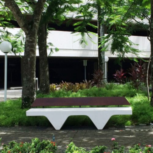 Banc public RIPPLE en bois et béton, 2400mm