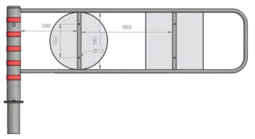 Barrière pivotante TEMPO, longueur 2300mm