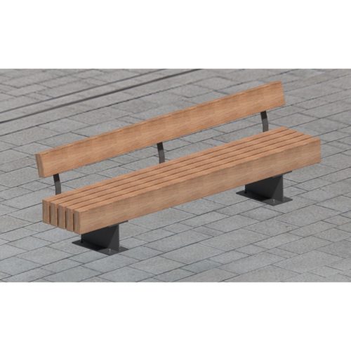 Banc public LAUNE en bois exotique MOABI, 2300mm