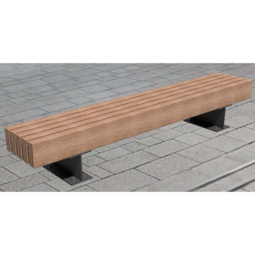 Banquette publique LAUNE en bois exotique MOABI, 2300mm