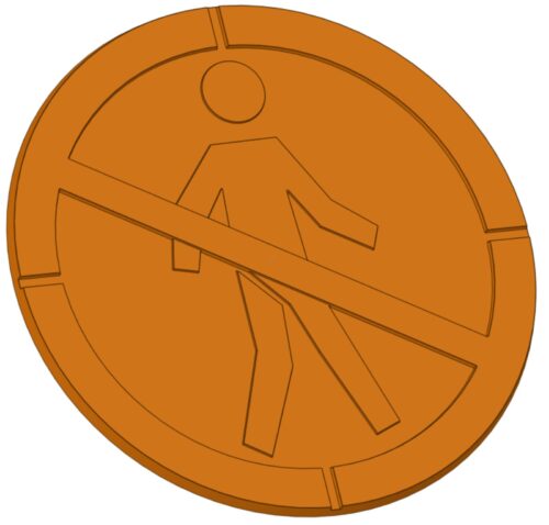 Logo piéton interdit en fonte Ø600mm