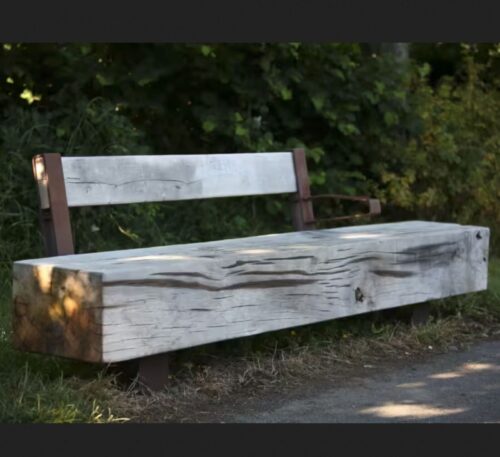 Banc public v55 en bois de chêne, 1500mm
