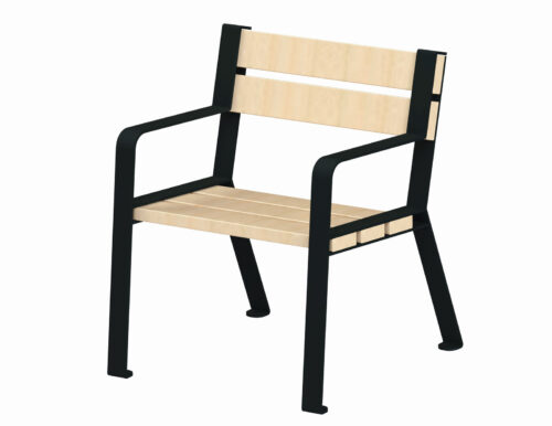 FAUTEUIL FOREZIEN Structure en acier Assise et dossier en Robinier