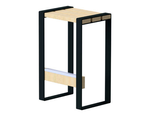 TABOURET HAUT FOREZIEN Structure en acier Assise en Robinier