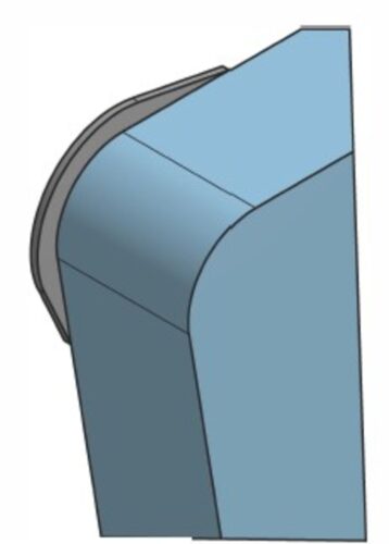 Ergot anti-skate 120x120x5mm R50mm en inox 304l