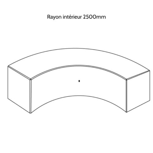 Banquette courbe DYNAMIC C50 en béton, rayon intérieur 2500mm