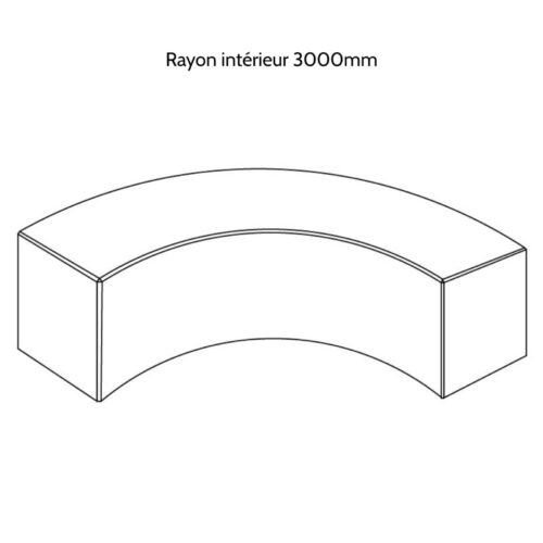 Banquette courbe DYNAMIC C36 en béton, rayon intérieur 3000mm