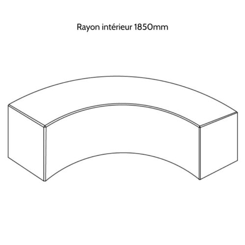 Banquette courbe DYNAMIC C60 en béton, rayon intérieur 1850mm