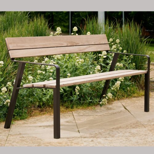 Banc public AVIELA AVL156t en bois de jatoba avec accoudoirs, 1800mm