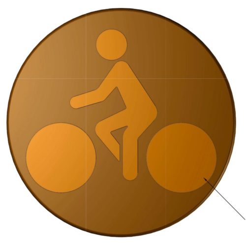 Clou de voirie en bronze© Ø100mm logo Vélo