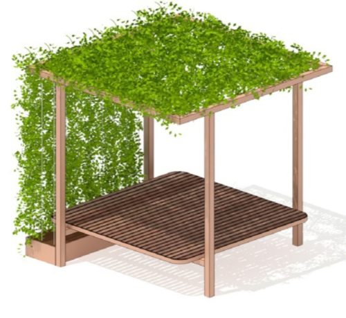 Pavillon extérieur Cuby DREAM, 4,84 m2, plantes grimpantes.