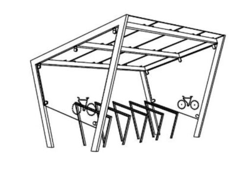 Abri vélos EDG110-02 10 m2 (2,5 × 3,9 m) toit en verre