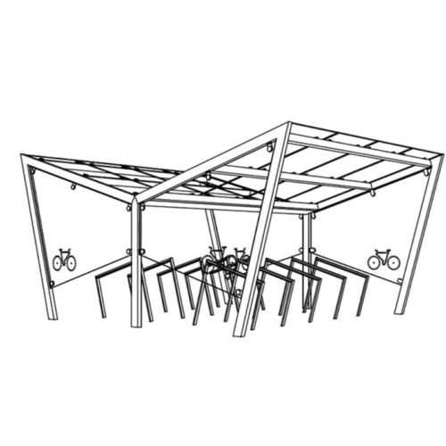 Abri velos EDGE EDG170-02 20 m2 (5,1×3,9 m) toit en verre