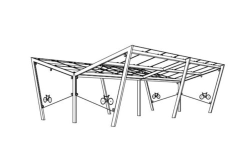 Abri velos EDGE EDG190-01  39 m2 (5,1×7,7 m) toit en verre