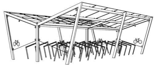 Abri velos EDGE EDG190-02  39 m2 (5,1×7,7 m) toit en verre