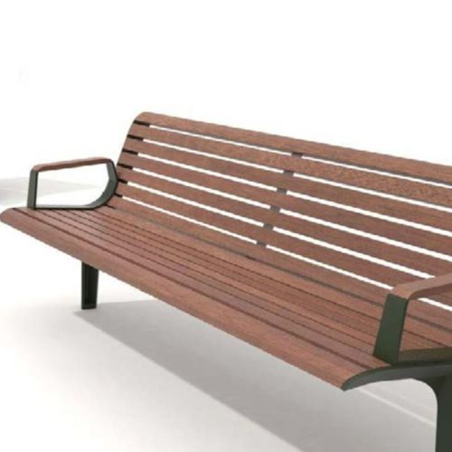 Banc public EMAU SOLO EMS156t en jatoba avec accoudoirs, 1800mm