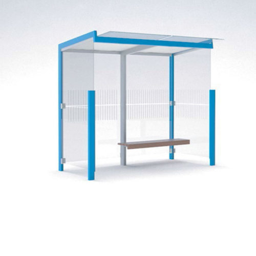 Abribus GEOMERE 5 m2 (1,7 × 3m) toit plat en verre