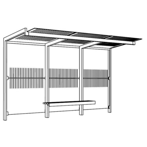 Abribus GEOMERE 7 m2 (1,7 × 4,2 m) toit plat de verre