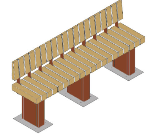Banc BRUUT avec Lames en bois de 95x95 mm de section.