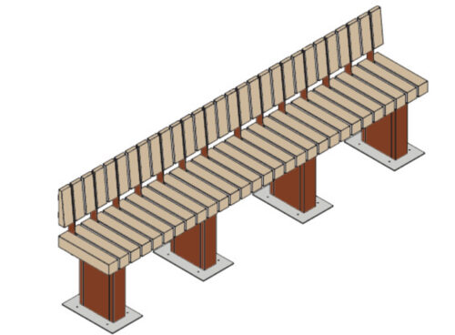 Banc BRUUT avec Lames en bois de 95x95 mm de section.