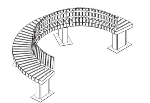 Banquette BRUUT radii A circulaire Ø3150mm avec dossier