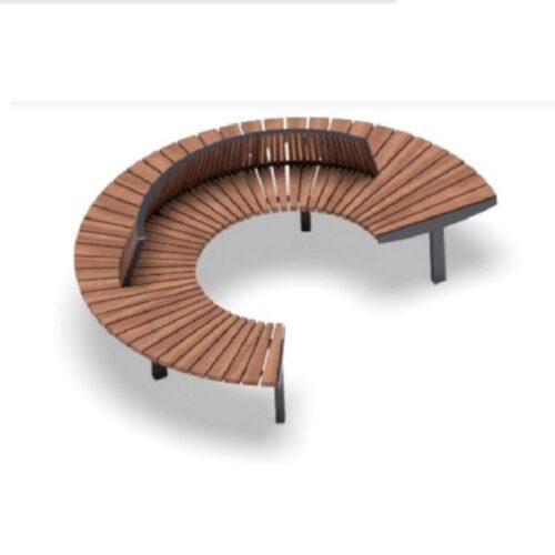 Banc public circulaire LAGO en jatoba, R500mm