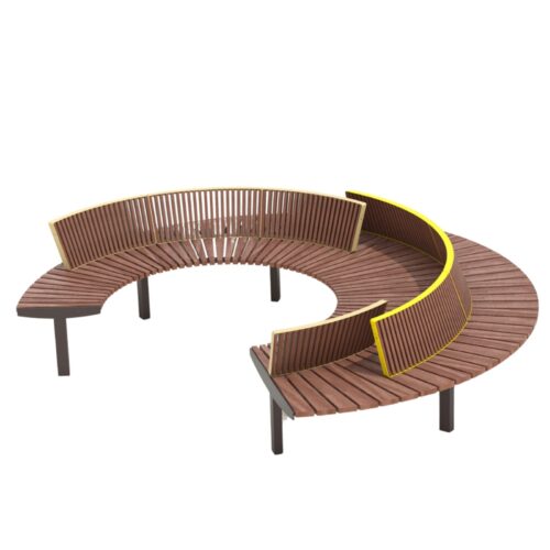 Banc public circulaire LAGO en jatoba, R700mm