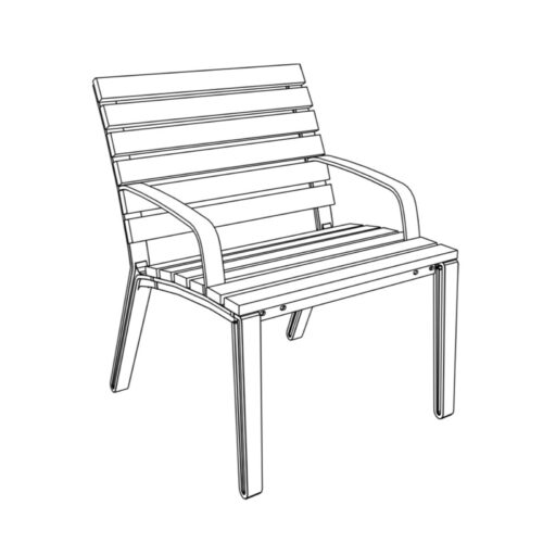 Fauteuil ALUMA en acacia, 600mm