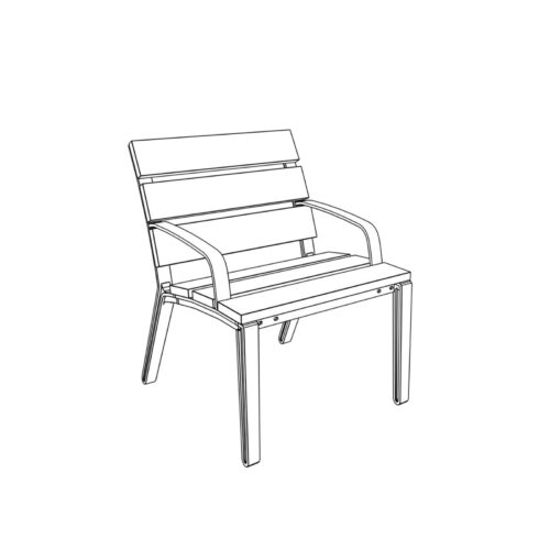 Fauteuil public ALUMA en épicéa avec accoudoirs, 600mm