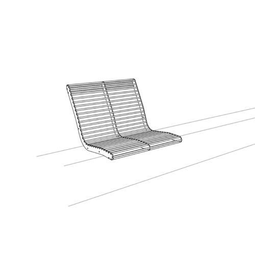 Assise publique BABIA sur muret en acier, 600mm