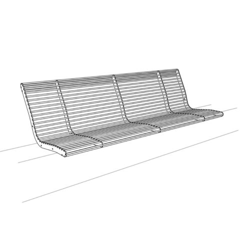 Banc public BABIA sur muret en acier, 1800mm