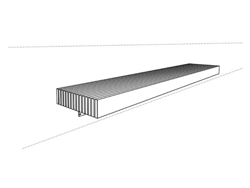 Banquette publique BORDO sur muret en bois tropical, 3000mm