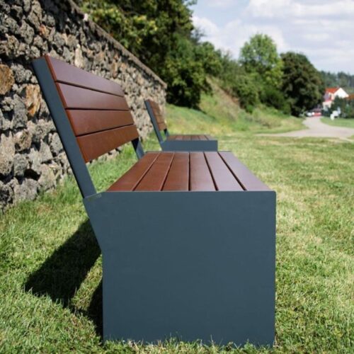 Banc public EKTA en bois de pin, 1800mm, 6 lames