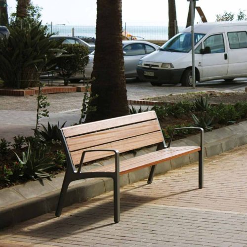 Banc public MIELA LME156t en jatoba avec accoudoirs, 1800mm