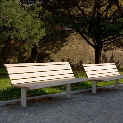 Banc public NISHA en bois de chêne, 1800mm
