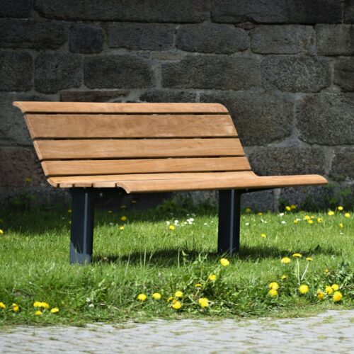 Banc public NISHA en bois de pin, 1800mm
