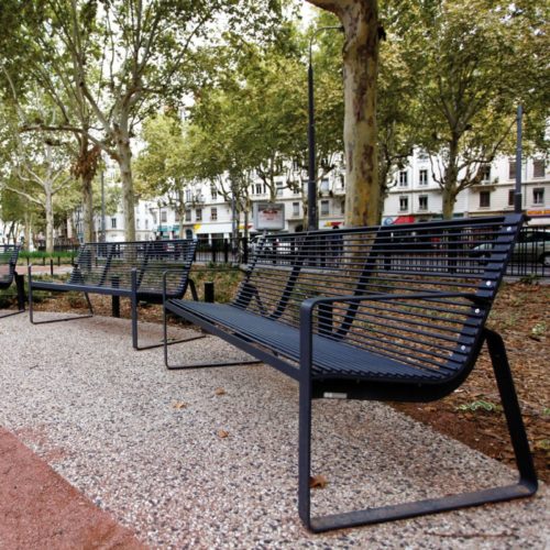 Banc public PREVA URBANA LPU251 en acier avec accoudoirs, 1800mm