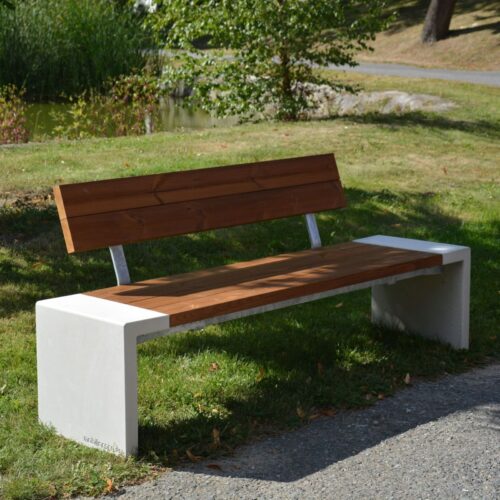 Banc public SIBELA en bois de chêne, 1800mm