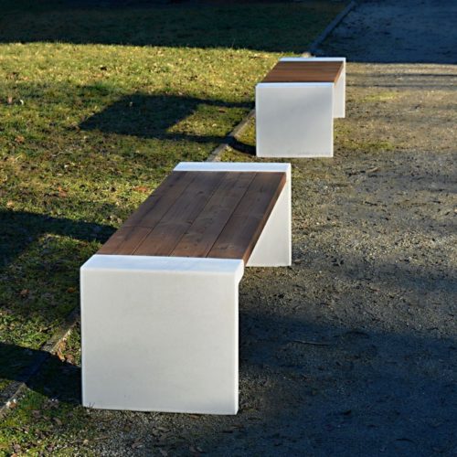 Banquette publique SIBELA en bois de chêne, 1800mm