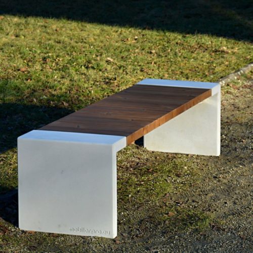 Banquette publique SIBELA en bois de chêne, 1800mm