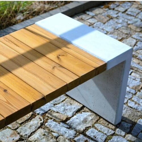 Banquette publique SIBELA en bois de chêne, 1800mm largeur 710mm
