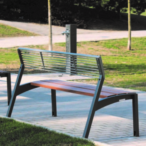 Banc public VERA LV170y en bois de resysta et acier, 1500mm